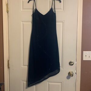 BYER TOO. Black dress, barely used, flowers sequins, spaghetti straps